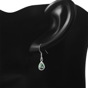 Abalone Drop Silver Earrings, e404